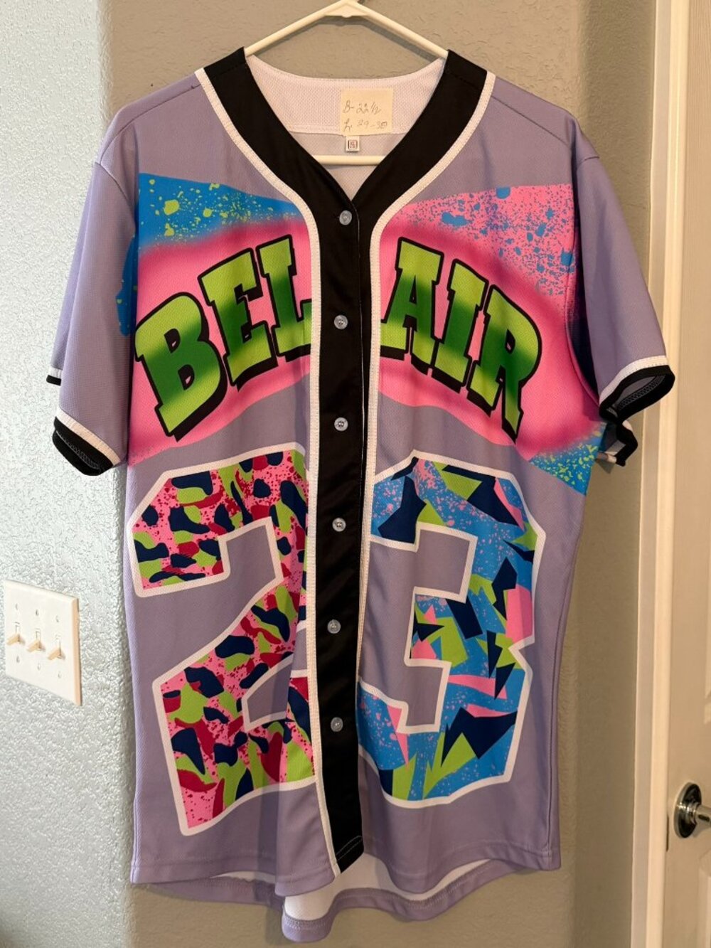 Bel Air 23 Baseball Jersey XL Retro Colorful Graphic Button Front